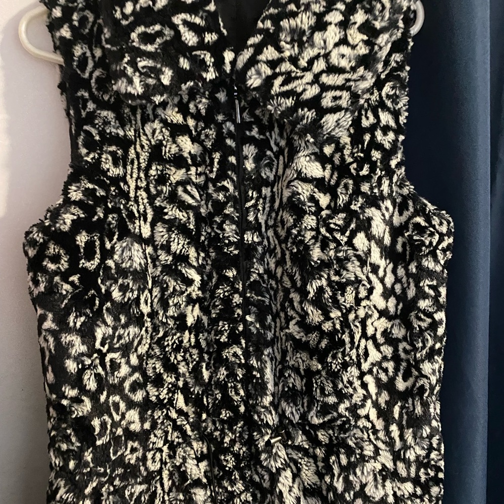 Chico's Black and White Faux Fur Vest